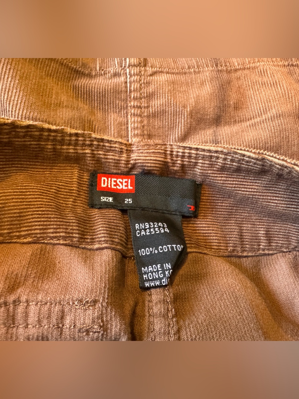 Diesel Dark Brown Corduroy Utility Mini Skirt - Picture 3 of 3